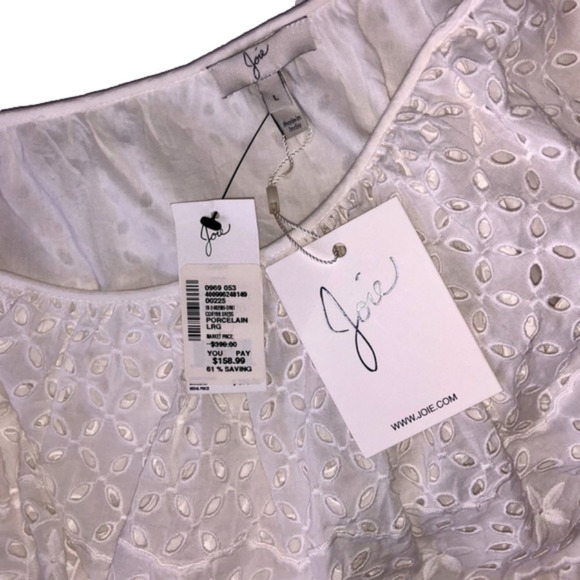 JOIE White Porcelain NWT Corynn Eyelet Dress Size Large - Picture 10 of 10